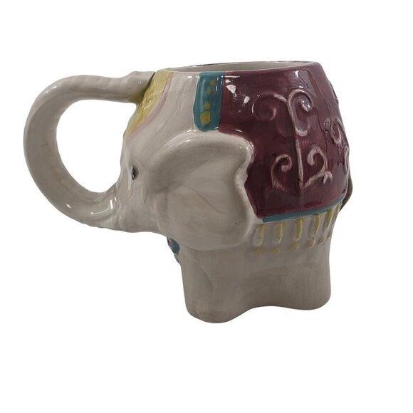 Pier 1 Imports Hand Painted Dolomite 14 Oz Elephant Mug - Picture 3 of 15